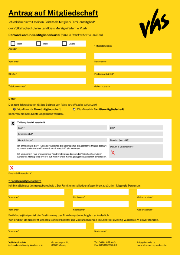 Antrag auf Mitgliedschaft